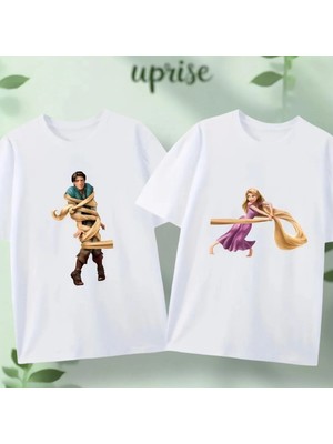  Sevgili Çift Kombini 2’li Baskılı Pamuklu Oversize T-Shirt