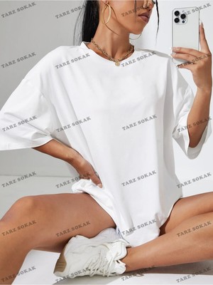  Düz Baskısız Baskılı Oversize Kalıp Unisex T-Shirt