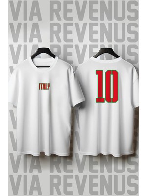  Italya World Cup 26 Baskılı Bisiklet Yaka Geniş Kalıp Unisex Tshirt