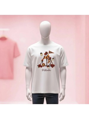  Harry Potter Baskılı Bisiklet Yaka Geniş Kalıp Unisex Tshirt