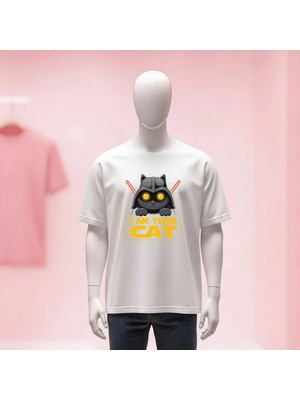  Baskılı Bisiklet Yaka Geniş Kalıp Unisex Tshirt