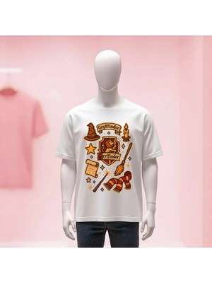 Harry Potter Baskılı Bisiklet Yaka Geniş Kalıp Unisex Tshirt
