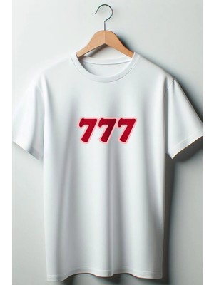  777 Baskılı Ribbon Coquette 2024 Modası Beyaz Oversize Bisiklet Yaka Tshirt