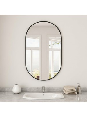 Ant Home Dekoratif Ayna, Elips Çerçeveli Ayna, Konsol Aynası, Duvar Aynası, Elips Ayna 40X25 CM