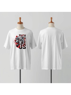  Baskılı Bisiklet Yaka Geniş Kalıp Unisex Tshirt