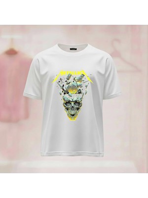  Metallica Baskılı Bisiklet Yaka Geniş Kalıp Unisex Tshirt