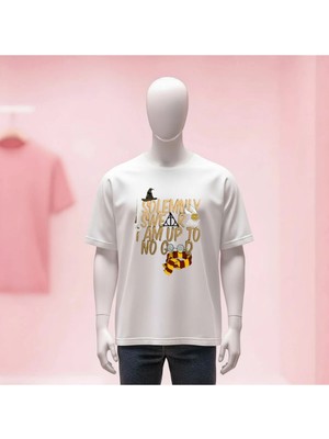  Harry Potter Baskılı Bisiklet Yaka Geniş Kalıp Unisex Tshirt