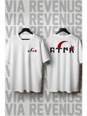  Göktürk / Ayyıldız Ön ve Arka Baskılı Bisiklet Yaka Geniş Kalıp Unisex Tshirt