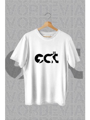  Cat Kedi Baskılı Beyaz Oversize T-Shirt