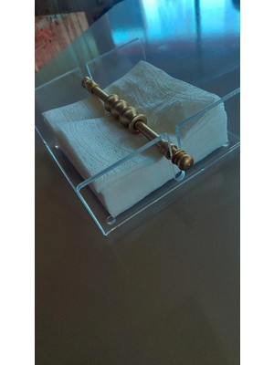 Empressco Şeffaf Pleksi Servis Peçetelik, Matgold Pirinç Aksesuarlı, 6 mm