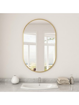 Ant Home Dekoratif Ayna, Elips Çerçeveli Ayna, Konsol Aynası, Duvar Aynası, Elips Ayna 40X25 CM