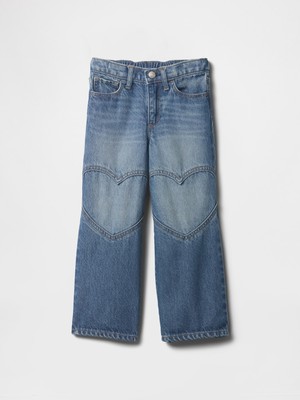 Gap Kız Bebek Mavi Wide-Leg Kalpli Jean Pantolon