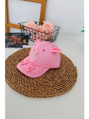 Miniğimin Cicileri 1-4 Yaş Tavşan Kulaklı 3D Kız Çocuk Şapkası - Pembe