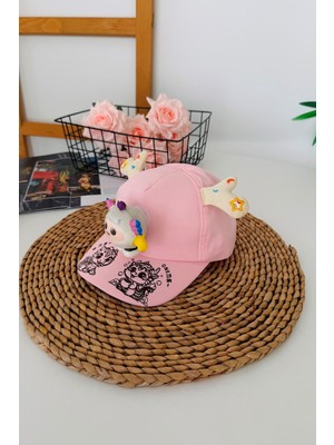 Miniğimin Cicileri 4-8 Yaş 3D Oyuncak Figürlü Kız Çocuk Şapka - Pembe