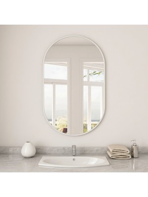 Ant Home Dekoratif Ayna, Elips Çerçeveli Ayna, Konsol Aynası, Duvar Aynası, Elips Ayna 40X25 CM