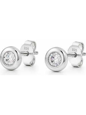 Servi 925 Ayar Gümüş Nova 6 mm Tektaş Küpe