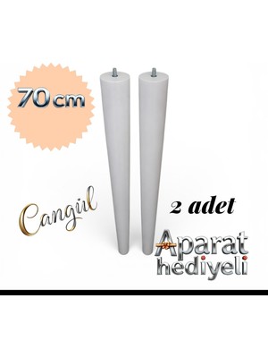 Cangul Ahşap 70 cm 2 Adet Beyaz Konik Ayak
