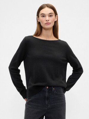 Gap Kadın Siyah Relaxed Boatneck Kazak