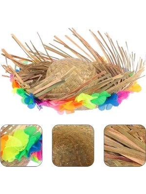 Eco Lounge Natural Renkli Püsküllü Örme Hasır Hawaii Şapka