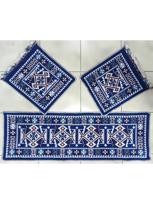 Buççin Online Mağaza 3'lü Oto Koltuk Kilim Seti (Mavi)