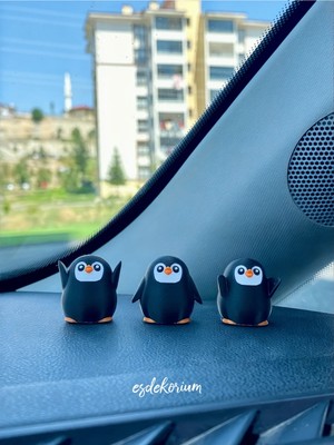 Buççin Online Mağaza 3’lü Minik Penguen Ailesi - Araç Torpido Süsü - Torpido Aksesuar - Oto Aksesuar