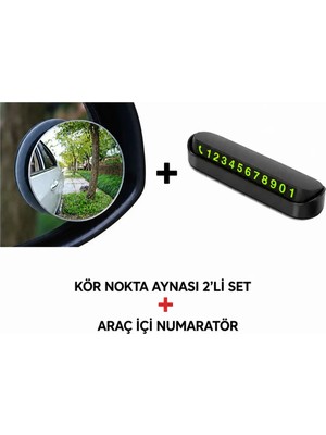 Buççin Online Mağaza Araç Kör Nokta Aynası 2'li Set + Araç Içi Telefon Numaratörü