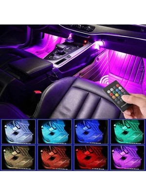 Buççin Online Mağaza Mitsubishi Uyumlu 12 LED Çakmaklık Girişli 4'lü Rgb Kumandalı Sese Duyarlı Ayak Altı LED
