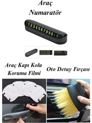 Buççin Online Mağaza 3 Lü Set Araç Numaratör Oto Detay Fırçası Araba Kapı Kolu Koruma Filmi