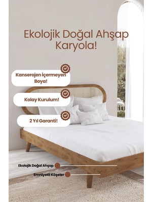 Renazzo Mobilya Padova Bambu Hazeran Başlıklı Ahşap Karyola