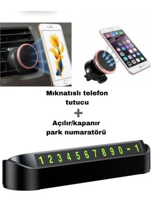Buççin Online Mağaza Araç Içi Mıknatıslı Telefon Tutucu (Havalandırma Mandallı) ve Park Numaratörü