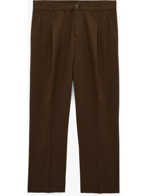 Koton Pamuk Keten Karışımlı Cepli Pileli Slim Fit Pantolon