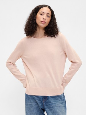 Gap Kadın Açık Pembe Relaxed Boatneck Kazak