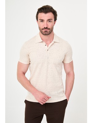 MCR Desenli Slim Fit Polo Yaka Kısa Kollu Erkek T-Shirt