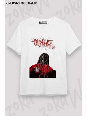 Unisex Bol Kalıp Slipknot V7 Baskılı Tişört