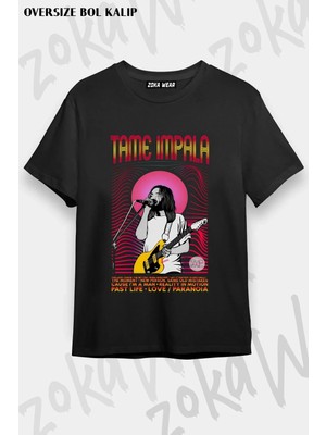 Unisex Bol Kalıp Tame Impala V12 Baskılı Tişört