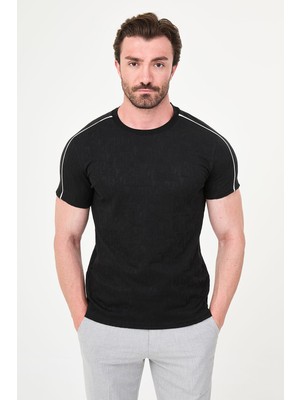 MCR Desenli Slim Fit Bisiklet Yaka Kısa Kollu Erkek T-Shirt