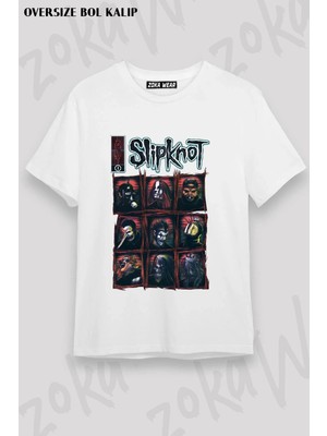 Unisex Bol Kalıp Slipknot V13 Baskılı Tişört