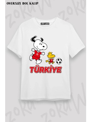 Unisex Bol Kalıp Türkiye World Cup 26 Dünya Kupası Baskılı Tişört V16