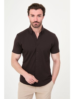 MCR Düz Slim Fit Kısa Kollu Erkek Gömlek