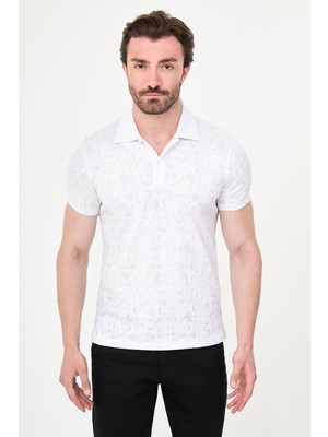 MCR Desenli Slim Fit Polo Yaka Kısa Kollu Erkek T-Shirt