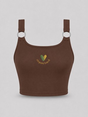  kadın halka detaylı u yaka crop atlet askılı esnek basic yazlık bluz