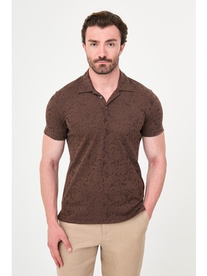 MCR Desenli Slim Fit Polo Yaka Kısa Kollu Erkek T-Shirt