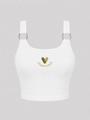  kadın halka detaylı u yaka crop atlet askılı esnek basic yazlık bluz