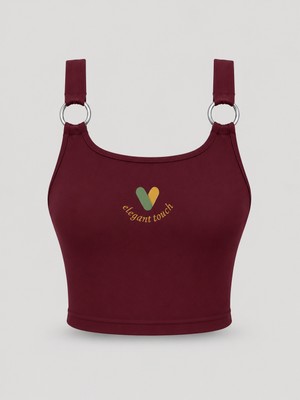  kadın halka detaylı u yaka crop atlet askılı esnek basic yazlık bluz