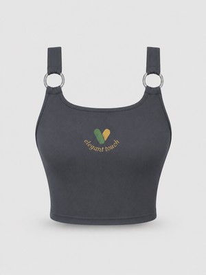  kadın halka detaylı u yaka crop atlet askılı esnek basic yazlık bluz