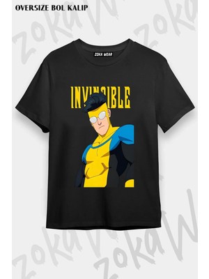 Unisex Bol Kalıp Invincible V12 Baskılı Tişört