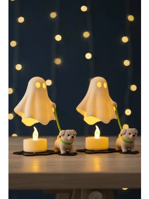 2li Sevimli Hayalet ve Köpekçik LED Tealight Dekoratif Masa Lambası