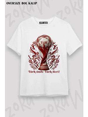 Unisex Bol Kalıp Türkiye World Cup 26 Dünya Kupası Baskılı Tişört V9
