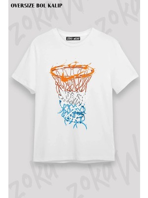 Unisex Oversize Kalıp Basketbol Potası V2 Tasarım Baskılı Tshirt