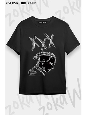 Unisex Oversize Kalıp Neon Xxxtentacion Tasarım Baskılı Tshirt